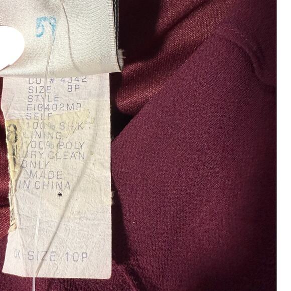 NWT VTG‎ Tadashi 100% Silk Ruffle Asymmetrical Halter Dress US 8P Y2K Burgundy - Picture 4 of 16